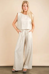 Oatmeal Solid Woven Top & Pants Set | Stylish Outfit, Outfit Sets, $ 55.00, A Moment Of Now™